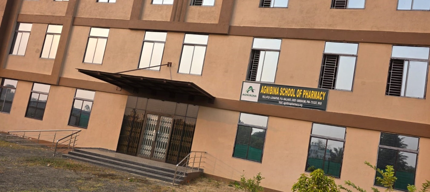 Front view of Agnibina School of Pharmacy campus in Birbhum
